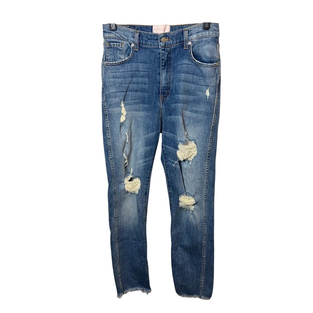 Revice Denim Distressed Skinny Jeans Size 28 High Rise Raw Hem USA Made